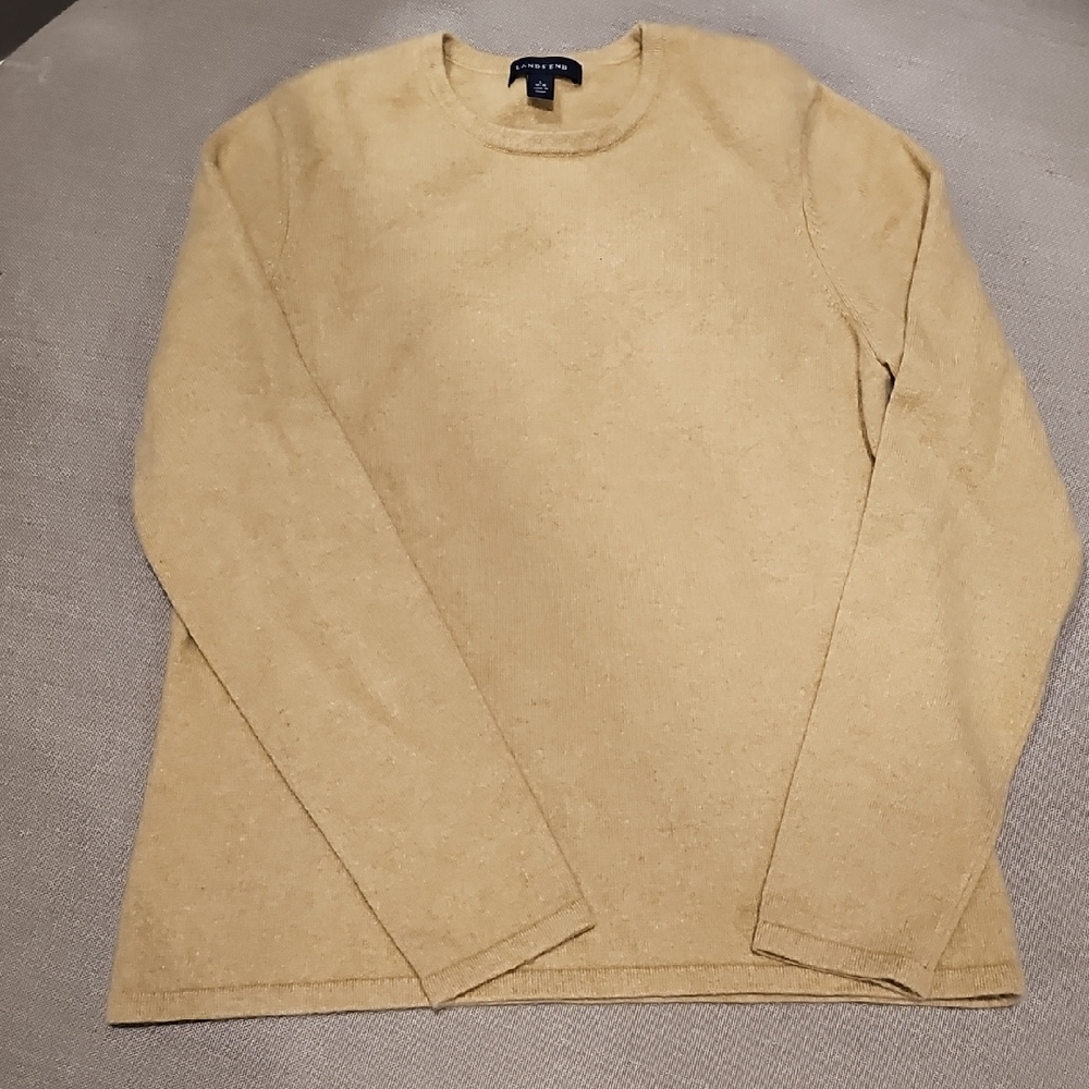 Lands' End Women's Cashmere Crew Neck Sweater - Tan